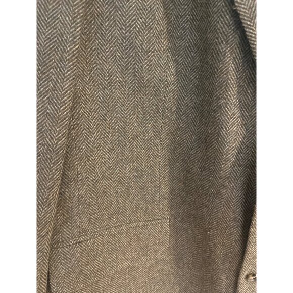 Oscar De La Renta green herring bone lams wool blazer sz 46L single vent 2 butto - Picture 2 of 11